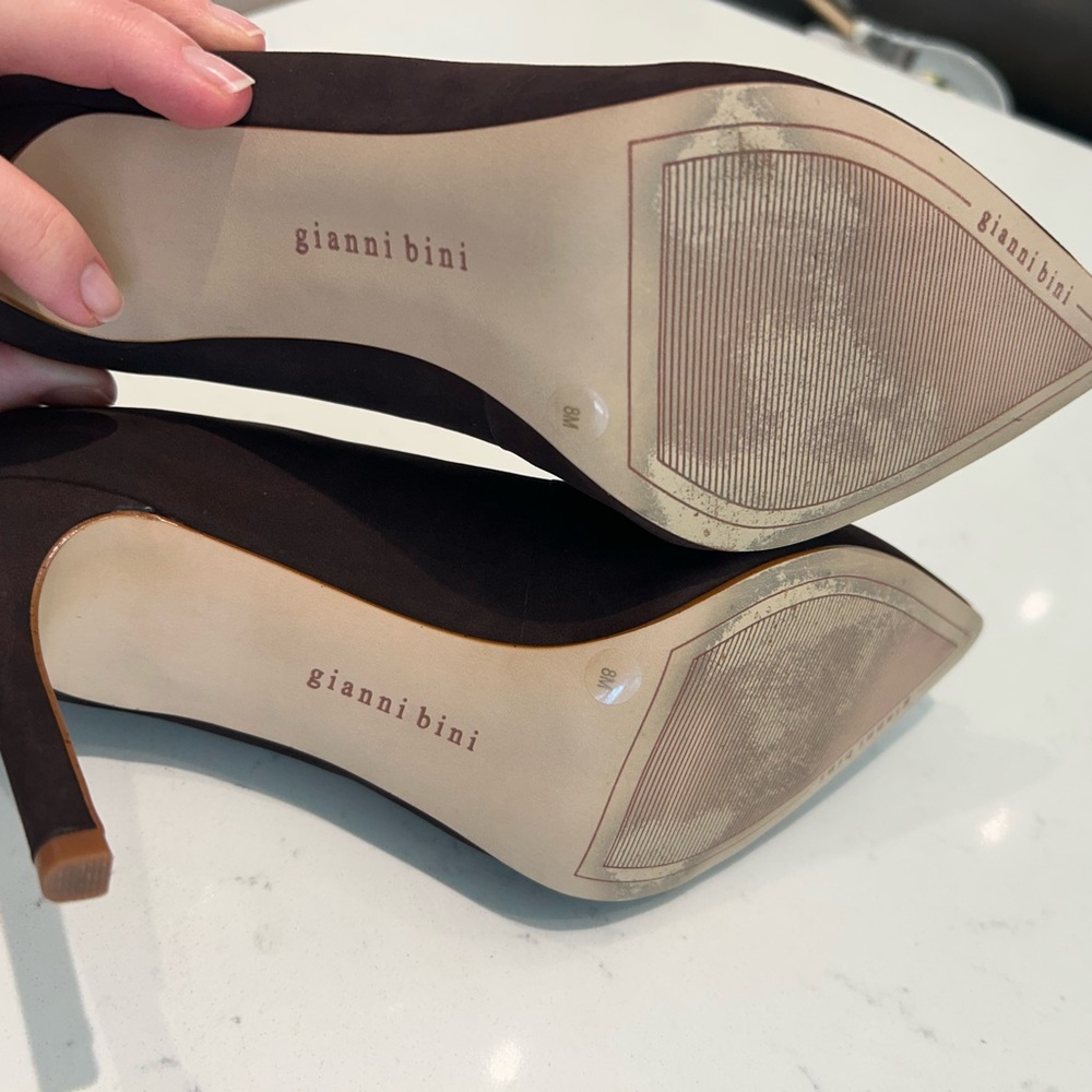 Gianni Bini Sampras Nubuck Pointed Toe Brown Suede Pumps 🤎 Classic Heels | Sz 8 - Picture 8 of 11
